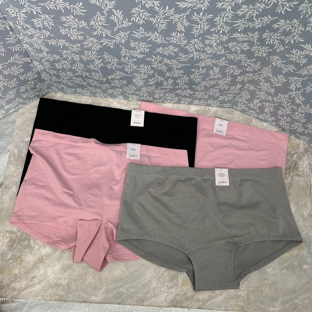 NEW lot Auden seamless boyshort panties 4pr pink black gray stretch high rise 1X